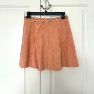 Blush suede mini skirt